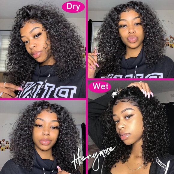 5x8 HD Lace Bob Wig Human Hair, Glueless Deep Wave Wig 14" Pre Plucked Baby Hair - Picture 5 of 7